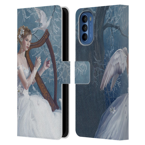 Nene Thomas Deep Forest Chorus Angel Harp And Dove Leather Book Wallet Case Cover For Motorola Moto G41