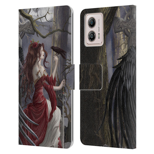 Nene Thomas Deep Forest Dark Angel Fairy With Raven Leather Book Wallet Case Cover For Motorola Moto G53 5G