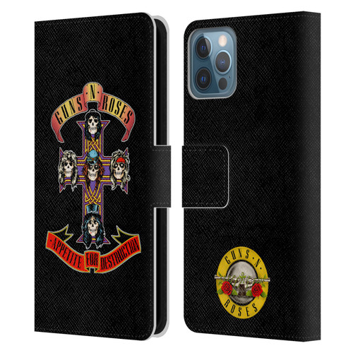 Guns N' Roses Key Art Appetite For Destruction Leather Book Wallet Case Cover For Apple iPhone 12 / iPhone 12 Pro