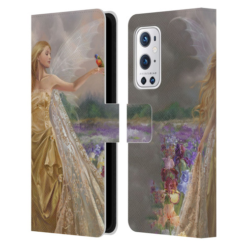 Nene Thomas Deep Forest Gold Angel Fairy With Bird Leather Book Wallet Case Cover For OnePlus 9 Pro