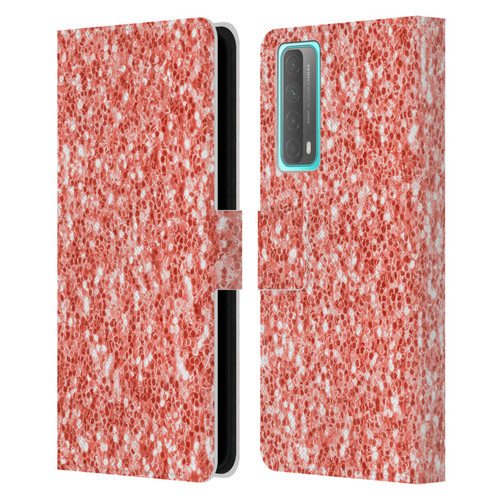 PLdesign Sparkly Coral Coral Sparkle Leather Book Wallet Case Cover For Huawei P Smart (2021)