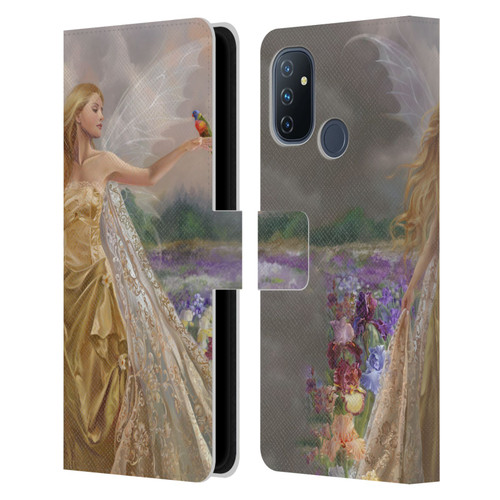 Nene Thomas Deep Forest Gold Angel Fairy With Bird Leather Book Wallet Case Cover For OnePlus Nord N100