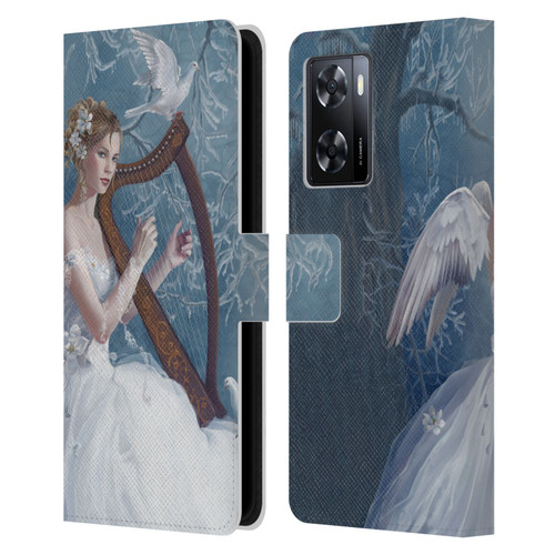 Nene Thomas Deep Forest Chorus Angel Harp And Dove Leather Book Wallet Case Cover For OPPO A57s