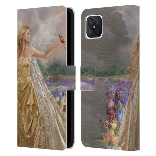 Nene Thomas Deep Forest Gold Angel Fairy With Bird Leather Book Wallet Case Cover For OPPO Reno4 Z 5G