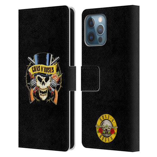 Guns N' Roses Key Art Top Hat Skull Leather Book Wallet Case Cover For Apple iPhone 12 Pro Max