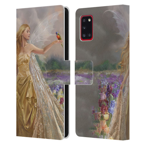 Nene Thomas Deep Forest Gold Angel Fairy With Bird Leather Book Wallet Case Cover For Samsung Galaxy A31 (2020)