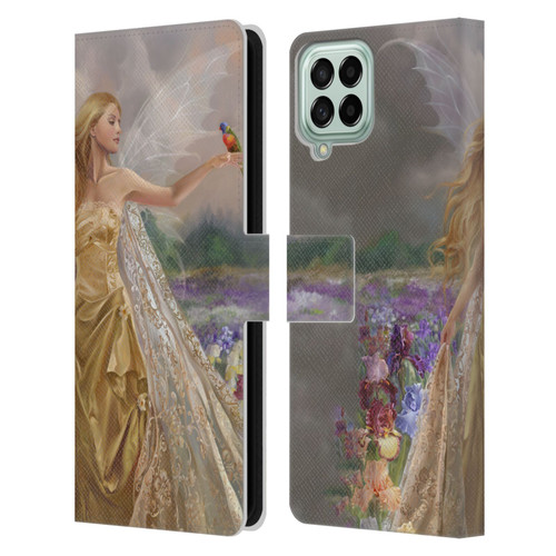 Nene Thomas Deep Forest Gold Angel Fairy With Bird Leather Book Wallet Case Cover For Samsung Galaxy M33 (2022)
