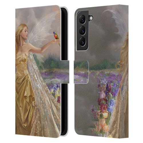Nene Thomas Deep Forest Gold Angel Fairy With Bird Leather Book Wallet Case Cover For Samsung Galaxy S22+ 5G