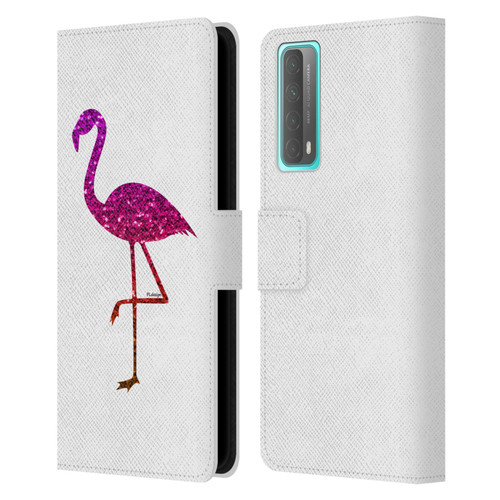 PLdesign Sparkly Flamingo Orange Pink Leather Book Wallet Case Cover For Huawei P Smart (2021)