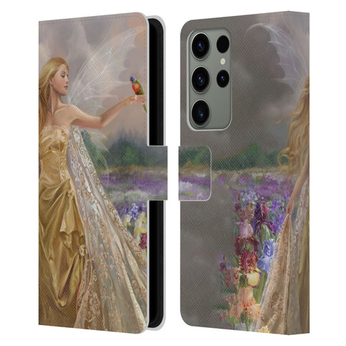 Nene Thomas Deep Forest Gold Angel Fairy With Bird Leather Book Wallet Case Cover For Samsung Galaxy S23 Ultra 5G