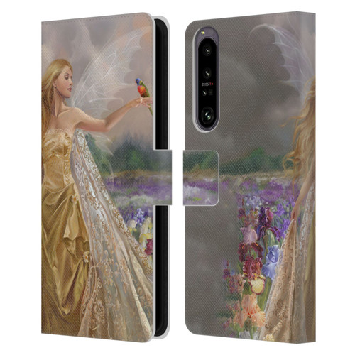 Nene Thomas Deep Forest Gold Angel Fairy With Bird Leather Book Wallet Case Cover For Sony Xperia 1 IV