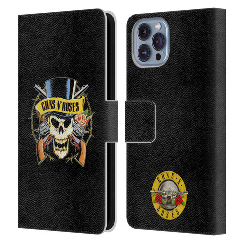 Guns N' Roses Key Art Top Hat Skull Leather Book Wallet Case Cover For Apple iPhone 14