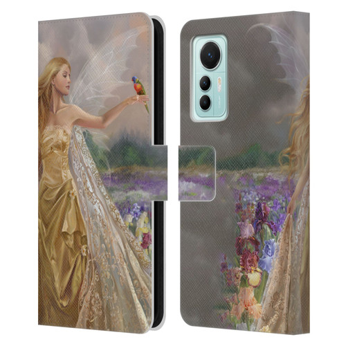 Nene Thomas Deep Forest Gold Angel Fairy With Bird Leather Book Wallet Case Cover For Xiaomi 12 Lite