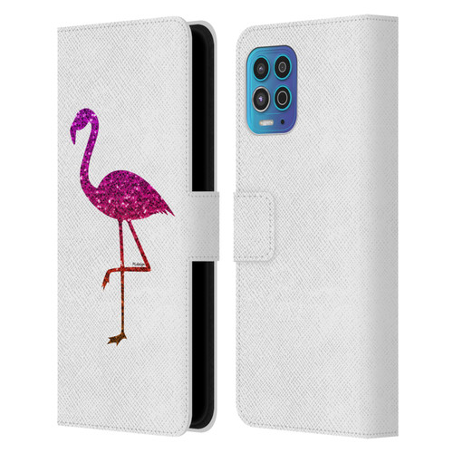 PLdesign Sparkly Flamingo Orange Pink Leather Book Wallet Case Cover For Motorola Moto G100