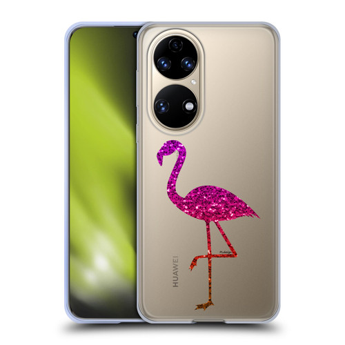 PLdesign Sparkly Flamingo Orange Pink Soft Gel Case for Huawei P50