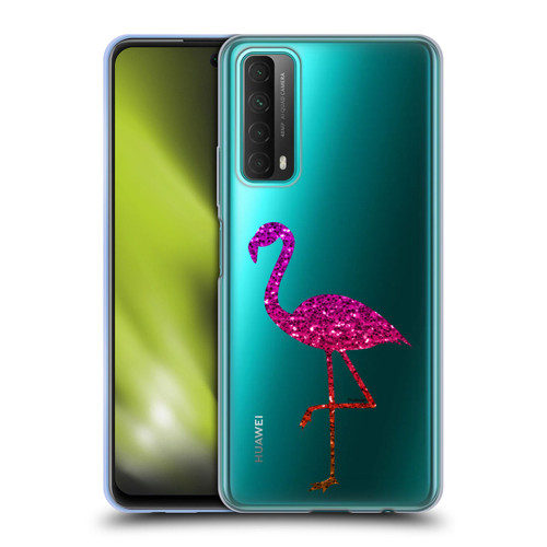 PLdesign Sparkly Flamingo Orange Pink Soft Gel Case for Huawei P Smart (2021)