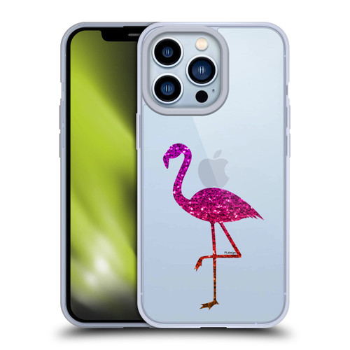 PLdesign Sparkly Flamingo Orange Pink Soft Gel Case for Apple iPhone 13 Pro