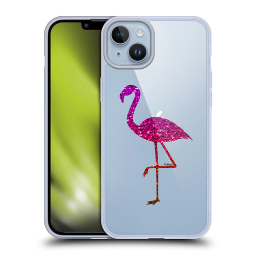 PLdesign Sparkly Flamingo Orange Pink Soft Gel Case for Apple iPhone 14 Plus