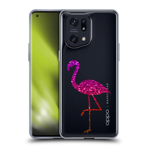 PLdesign Sparkly Flamingo Orange Pink Soft Gel Case for OPPO Find X5 Pro