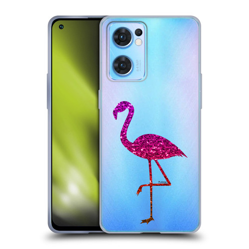 PLdesign Sparkly Flamingo Orange Pink Soft Gel Case for OPPO Reno7 5G / Find X5 Lite