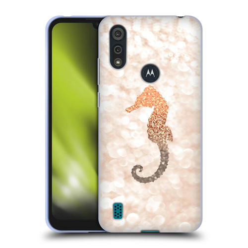 Monika Strigel Champagne Gold Seahorse Soft Gel Case for Motorola Moto E6s (2020)