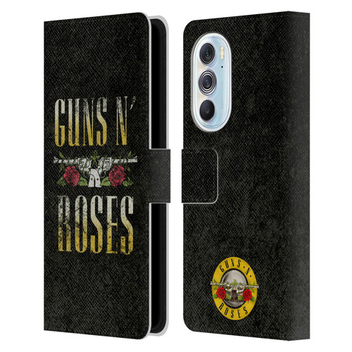 Guns N' Roses Key Art Text Logo Pistol Leather Book Wallet Case Cover For Motorola Edge X30