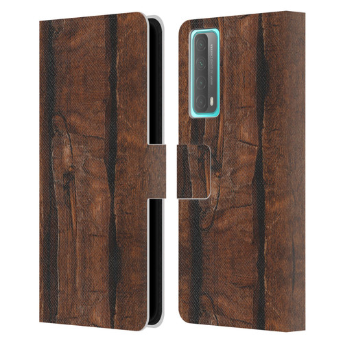 PLdesign Wood And Rust Prints Rustic Brown Old Wood Leather Book Wallet Case Cover For Huawei P Smart (2021)