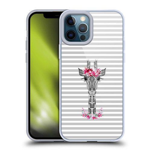 Monika Strigel Flower Giraffe And Stripes Grey Soft Gel Case for Apple iPhone 12 Pro Max