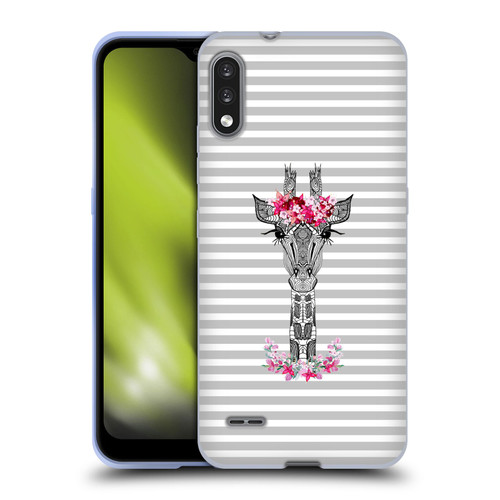 Monika Strigel Flower Giraffe And Stripes Grey Soft Gel Case for LG K22