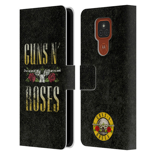 Guns N' Roses Key Art Text Logo Pistol Leather Book Wallet Case Cover For Motorola Moto E7 Plus
