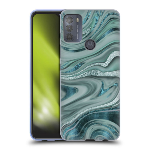 LebensArt Geo Liquid Marble Sea Foam Green Soft Gel Case for Motorola Moto G50