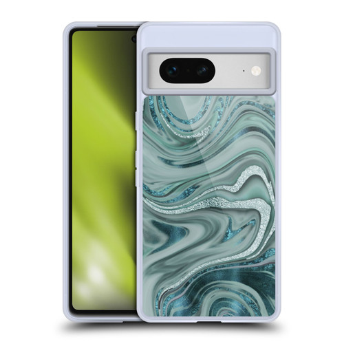 LebensArt Geo Liquid Marble Sea Foam Green Soft Gel Case for Google Pixel 7