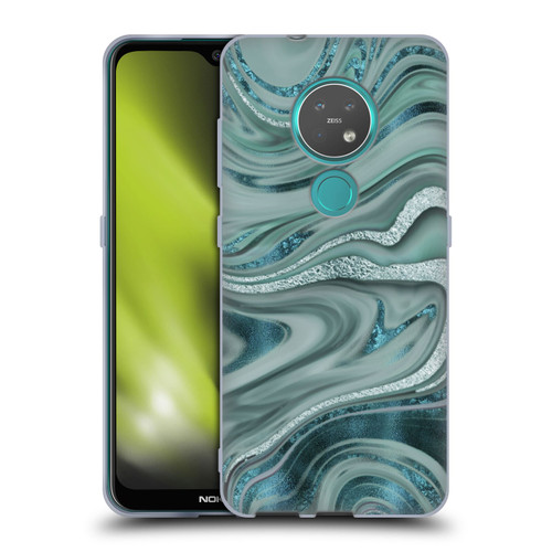 LebensArt Geo Liquid Marble Sea Foam Green Soft Gel Case for Nokia 6.2 / 7.2