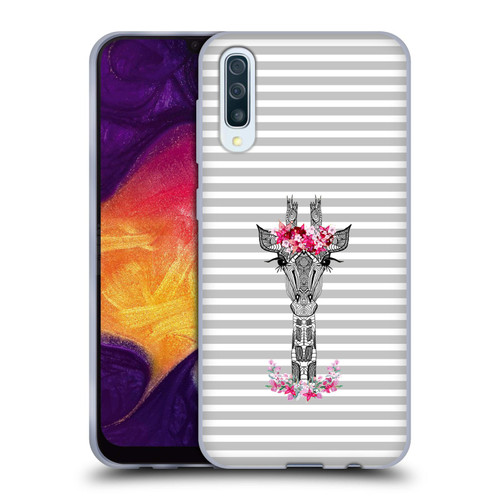 Monika Strigel Flower Giraffe And Stripes Grey Soft Gel Case for Samsung Galaxy A50/A30s (2019)