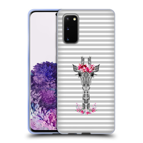Monika Strigel Flower Giraffe And Stripes Grey Soft Gel Case for Samsung Galaxy S20 / S20 5G