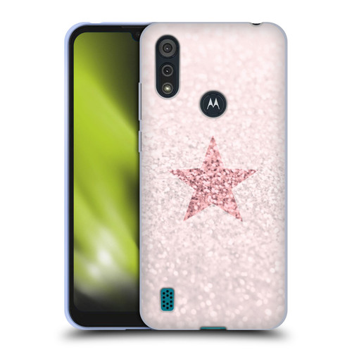 Monika Strigel Glitter Star Pastel Rose Pink Soft Gel Case for Motorola Moto E6s (2020)