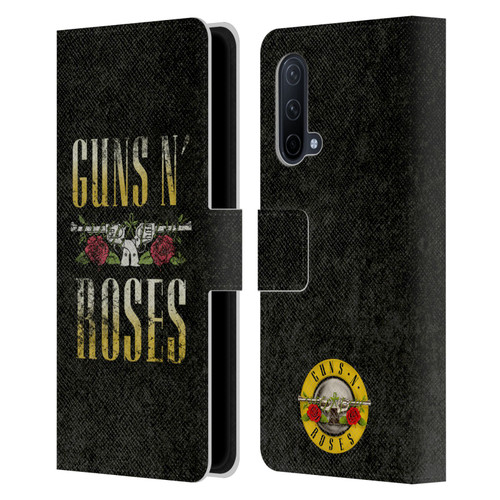 Guns N' Roses Key Art Text Logo Pistol Leather Book Wallet Case Cover For OnePlus Nord CE 5G