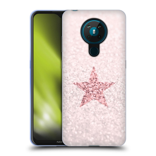 Monika Strigel Glitter Star Pastel Rose Pink Soft Gel Case for Nokia 5.3