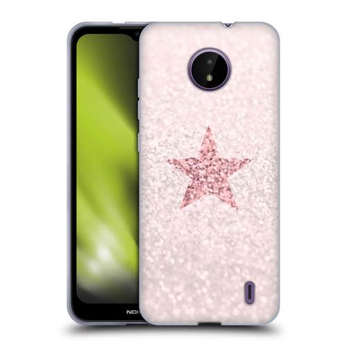 Monika Strigel Glitter Star Pastel Rose Pink Soft Gel Case for Nokia C10 / C20