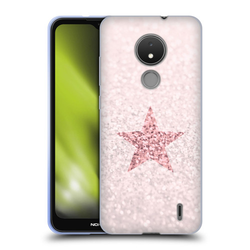 Monika Strigel Glitter Star Pastel Rose Pink Soft Gel Case for Nokia C21