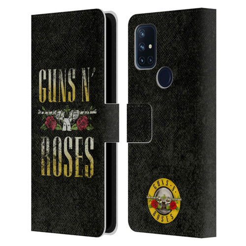 Guns N' Roses Key Art Text Logo Pistol Leather Book Wallet Case Cover For OnePlus Nord N10 5G