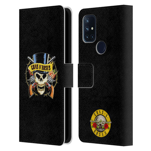 Guns N' Roses Key Art Top Hat Skull Leather Book Wallet Case Cover For OnePlus Nord N10 5G