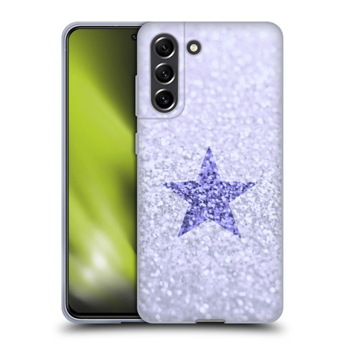 Monika Strigel Glitter Star Pastel Lilac Soft Gel Case for Samsung Galaxy S21 FE 5G