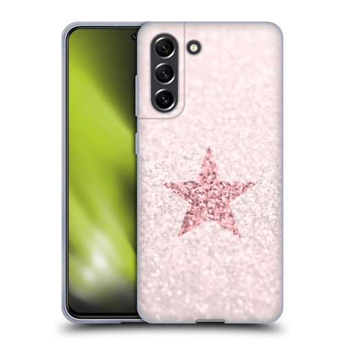 Monika Strigel Glitter Star Pastel Rose Pink Soft Gel Case for Samsung Galaxy S21 FE 5G
