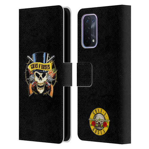 Guns N' Roses Key Art Top Hat Skull Leather Book Wallet Case Cover For OPPO A54 5G