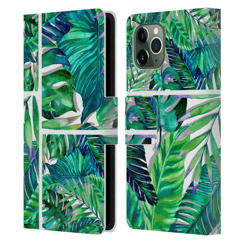 Mark Ashkenazi Banana Life Tropical Green Leather Book Wallet Case Cover For Apple iPhone 11 Pro