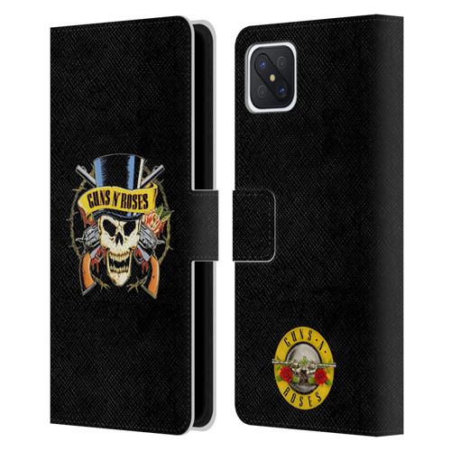 Guns N' Roses Key Art Top Hat Skull Leather Book Wallet Case Cover For OPPO Reno4 Z 5G