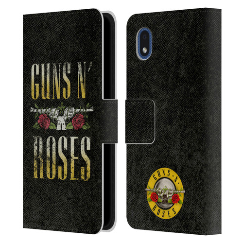 Guns N' Roses Key Art Text Logo Pistol Leather Book Wallet Case Cover For Samsung Galaxy A01 Core (2020)