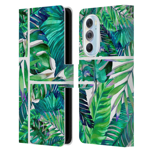 Mark Ashkenazi Banana Life Tropical Green Leather Book Wallet Case Cover For Motorola Edge X30