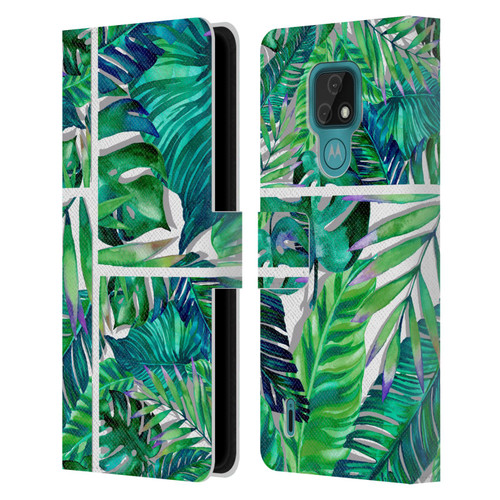 Mark Ashkenazi Banana Life Tropical Green Leather Book Wallet Case Cover For Motorola Moto E7